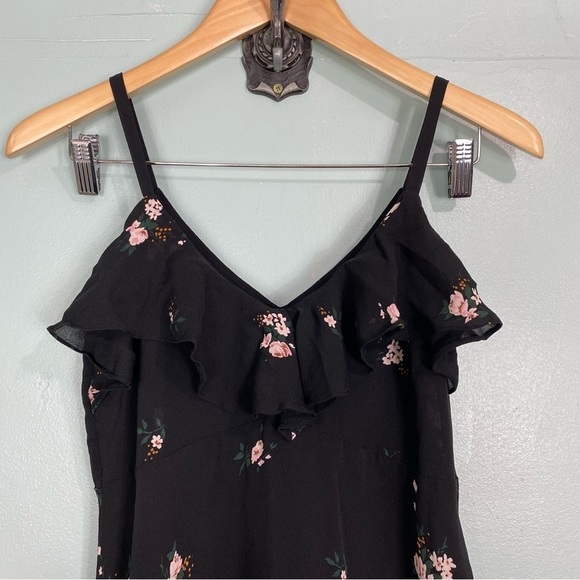 ALC Zaydena Ruffle Tiered Floral Silk Black Maxi Sleeveless Dress‎ Sz 8 - Picture 3 of 9